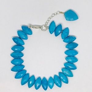 Turquoise color howlite gemstone marquis bracelet